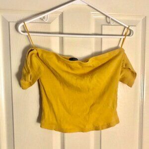 Golden Yellow Short Sleeve Off-The-Shoulder Top